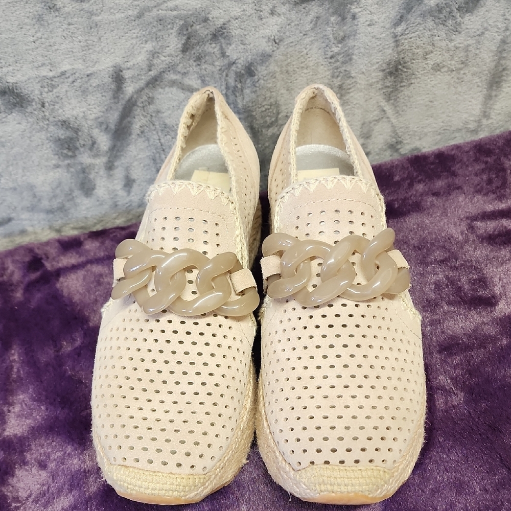 Dolce Vita Cream Espadrilles with Chain Accent
